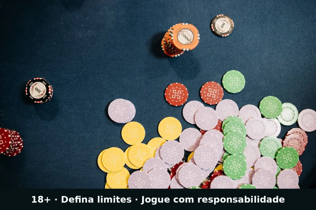 Fichas de cassino com orientação sobre limites de jogo